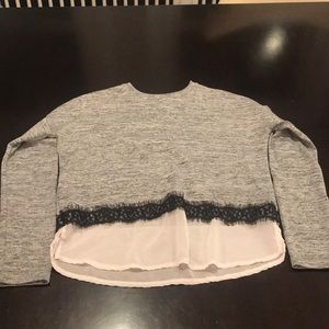 Dex Long Sleeve Lace Hem Knit Top (Big Girls)